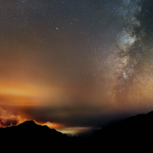 La Palma volcano and Milky Way